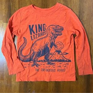 Dinosaur Long Sleeve Graphic Top | Boys Size 7 | T-Rex | Orange | Jumping Beans